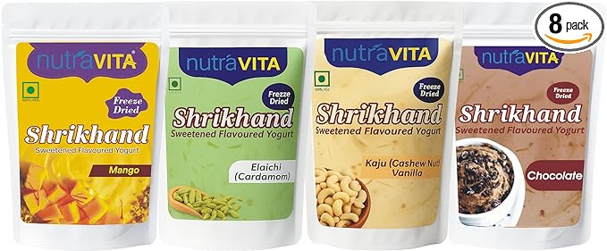 Freeze-Dried Shrikhand – Taste of Tradition, Convenience of Today 2 pouches each of 4 Flavours 240g